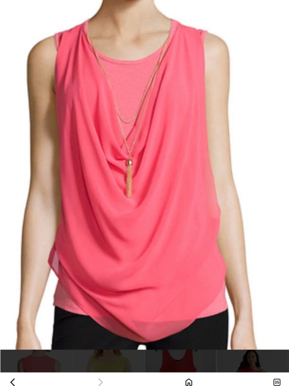 Amywear Sleeveless Drape Tank Top peach coral with necklace NWT XL SUMMER